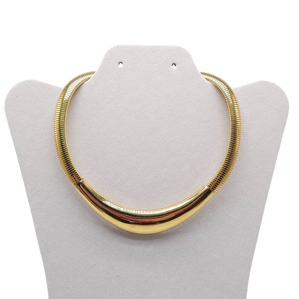 Vintage Modernist Gas Pipe Chain Solid Centerpiece Necklace 16 in
